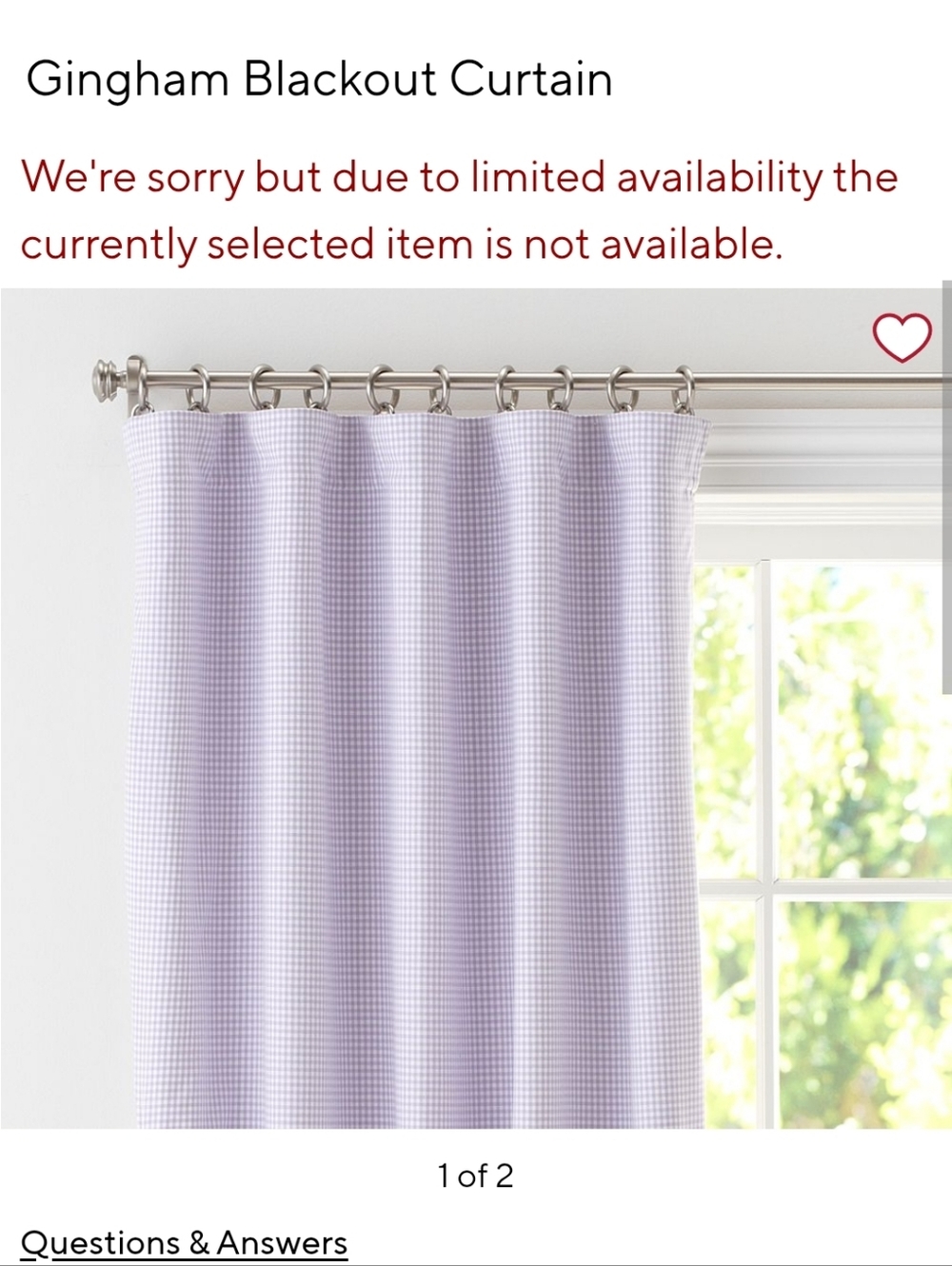 Pottery Barn Kids Gingham Plaid Lavender Blackout Curtains 2 Panels‎ 43x61